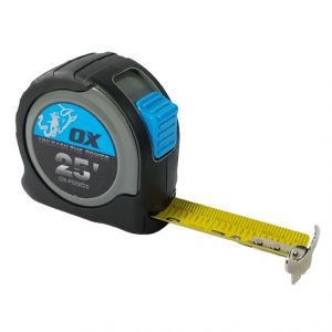 OX Pro Tape Measure 25', Inch Standard Scale, 27mm Wide Tape
