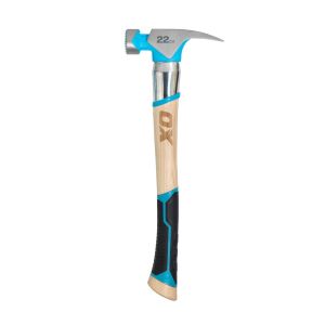 Pro 22-Ounce Milled Face Framing Hammer | Curved Hickory Handle w/ TPR Grip & Steel Reinforcement