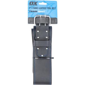 OX Trade Black Leather Belt - 3"