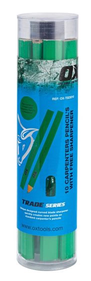 OX Tools Trade Carpenters Pencils Medium With Sharpener Pack of 10 OX-T022910 